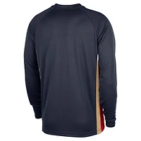 Maillot de tir Nike bleu marine New Orleans Pelicans 2025/26 Authentic Pre-Game Legend Dri-FIT à manches longues pour homme