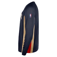 Maillot de tir Nike bleu marine New Orleans Pelicans 2025/26 Authentic Pre-Game Legend Dri-FIT à manches longues pour homme