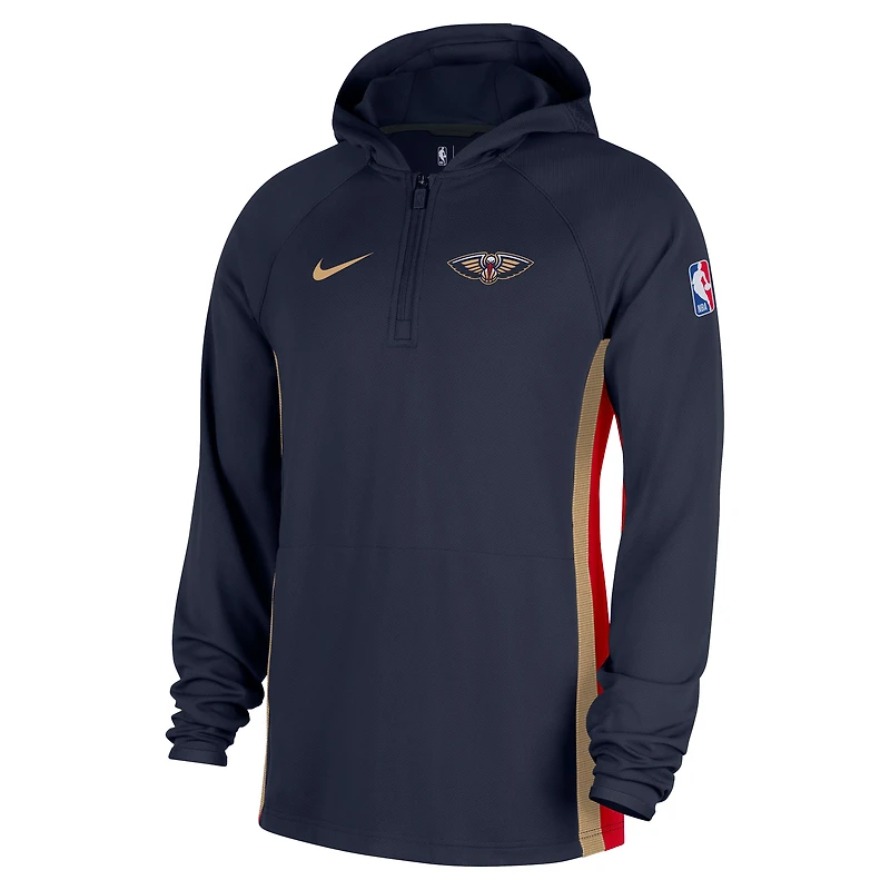 Men's Nike Navy New Orleans Pelicans Authentic On Court Zone Quarter-Zip Dri-FIT Hoodie Jacket