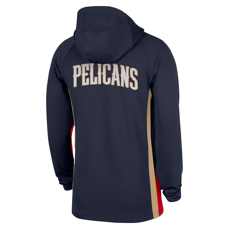 Men's Nike  Navy New Orleans Pelicans Authentic On Court Zone Quarter-Zip Dri-FIT Hoodie Jacket