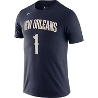 Men's Nike Zion Williamson Navy New Orleans Pelicans Diamond Icon Name & Number T-Shirt