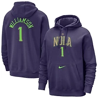 Sweat à capuche Nike Zion Williamson violet New Orleans Pelicans 2024/25 City Edition pour homme, avec nom et numéro.