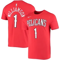 T-shirt Performance Zion Williamson New Orleans Pelicans Nike pour homme avec nom et numéro, rouge