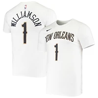 T-shirt de performance Nike Zion Williamson blanc des New Orleans Pelicans pour homme, avec nom et numéro