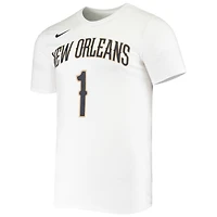 T-shirt Performance Zion Williamson New Orleans Pelicans Nike pour homme avec nom et numéro - Blanc