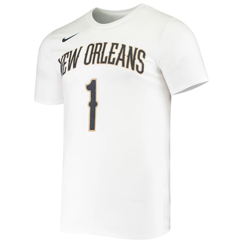 Men's Nike Zion Williamson White New Orleans Pelicans Name & Number Performance T-Shirt