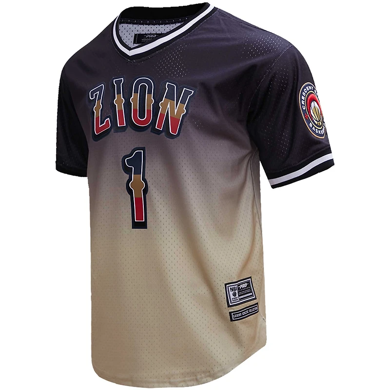 T-shirt pour homme Post Zion Williamson noir/doré New Orleans Pelicans Ombre nom et numéro
