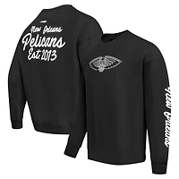 Men's Pro Standard Black New Orleans Pelicans Paint the City Drop Shoulder Sweatshirt