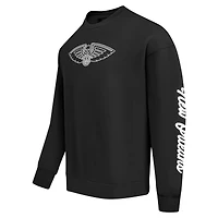Men's Pro Standard Black New Orleans Pelicans Paint the City Drop Shoulder Sweatshirt