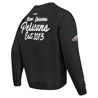 Men's Pro Standard Black New Orleans Pelicans Paint the City Drop Shoulder Sweatshirt