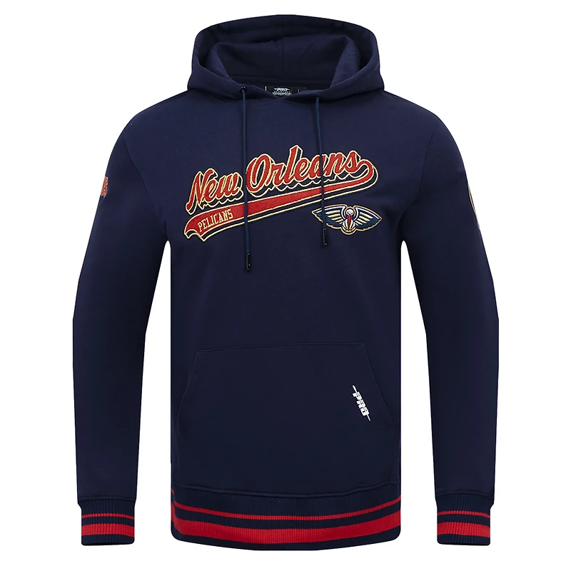 Men's Pro Standard Navy New Orleans Pelicans Script Tail Pullover Hoodie