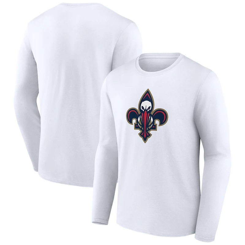 Men's  White New Orleans Pelicans Alternate Logo Long Sleeve T-Shirt