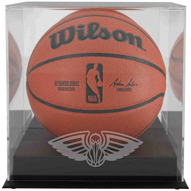 New Orleans Pelicans Black Base Logo Basketball Display Case with Mirror Back