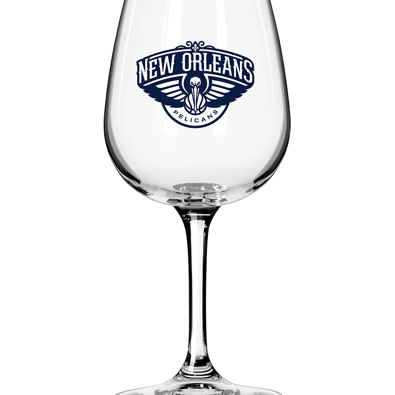 Verre à vin à pied de 12 oz avec logo des Pélicans de la Nouvelle-Orléans