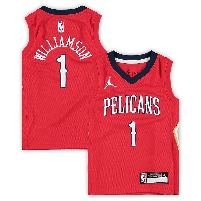 Préscolaire Jordan Brand Zion Williamson Red New Orleans Pelicans 2020/21 Fast Break Replica Jersey - Statement Edition