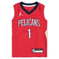 Préscolaire Jordan Brand Zion Williamson Red New Orleans Pelicans 2020/21 Fast Break Replica Jersey - Statement Edition