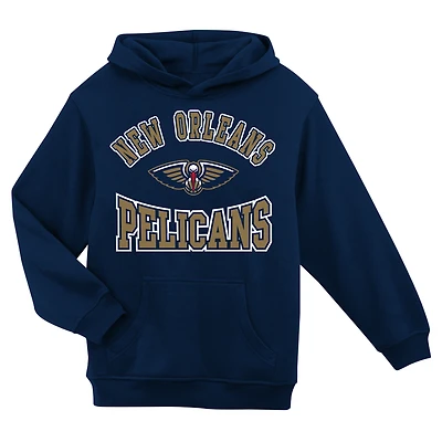 Sweat à capuche en polaire bleu marine pour enfant d'âge préscolaire, ville natale des New Orleans Pelicans