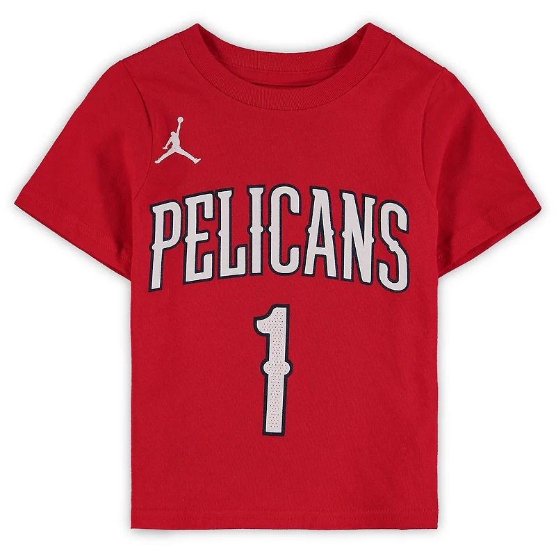 T-shirt Jordan Brand Zion Williamson rouge New Orleans Pelicans Statement Edition pour tout-petit, avec nom et numéro