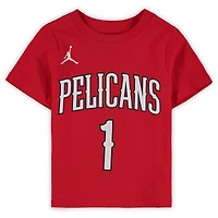 T-shirt Jordan Brand Zion Williamson rouge New Orleans Pelicans Statement Edition pour tout-petit, avec nom et numéro