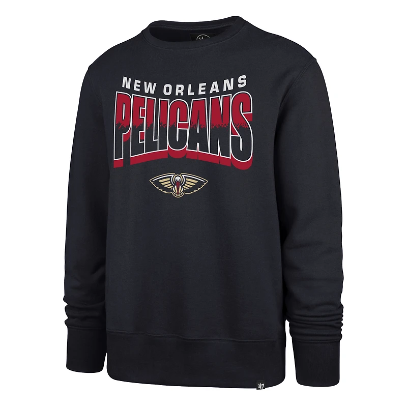 Unisex '47  Navy New Orleans Pelicans Brush By Headline Crewneck Sweatshirt