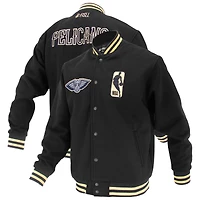 Veste universitaire unisexe FISLL noire New Orleans Pelicans Logoman Shadow Collection à boutons-pression