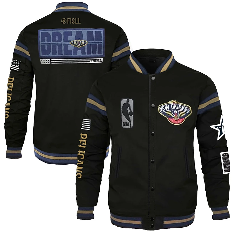 Unisex FISLL x Black History Collection New Orleans Pelicans Full-Snap Varsity Jacket