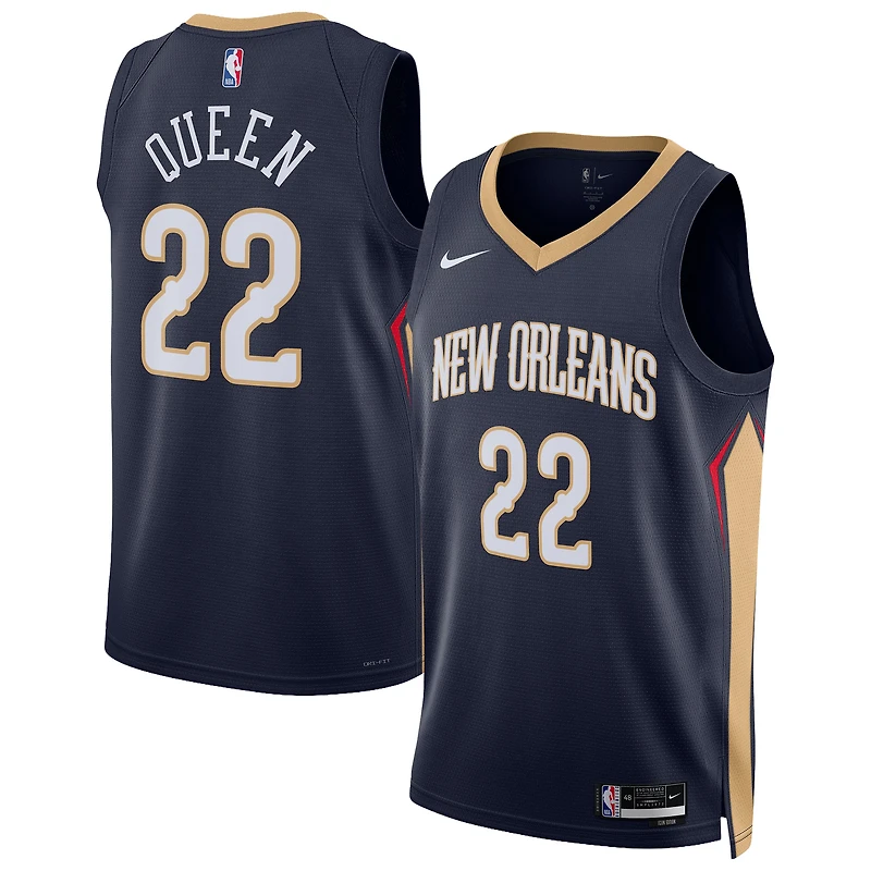 Maillot Swingman unisexe Nike Derik Queen bleu marine des New Orleans Pelicans - Édition Icon