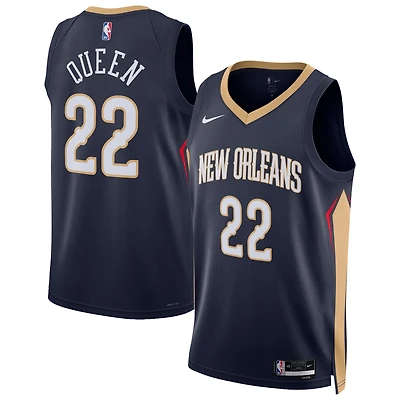 Maillot Swingman unisexe Nike Derik Queen bleu marine des New Orleans Pelicans - Édition Icon