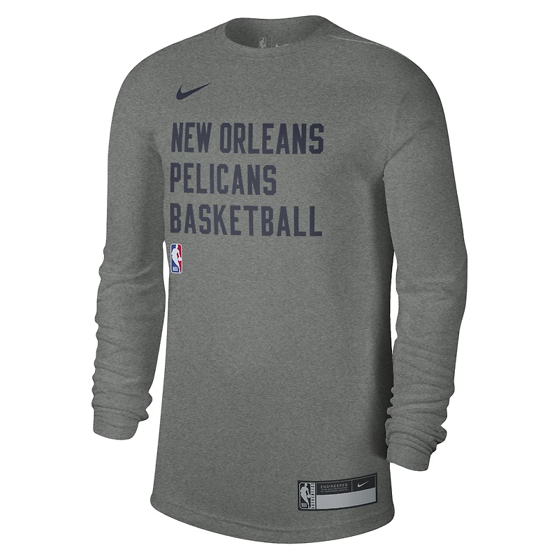T-shirt à manches longues Nike New Orleans Pelicans 2023/24 Legend On-Court Practice unisexe gris chiné