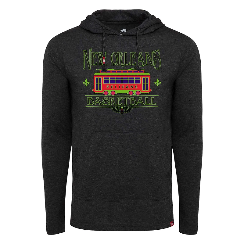Unisex Sportiqe Heather Black New Orleans Pelicans City Edition Rowan Lightweight Tri-Blend Pullover Hoodie