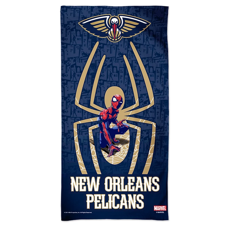 Serviette de plage Spectra WinCraft New Orleans Pelicans NBA x Marvel 30'' x 60''