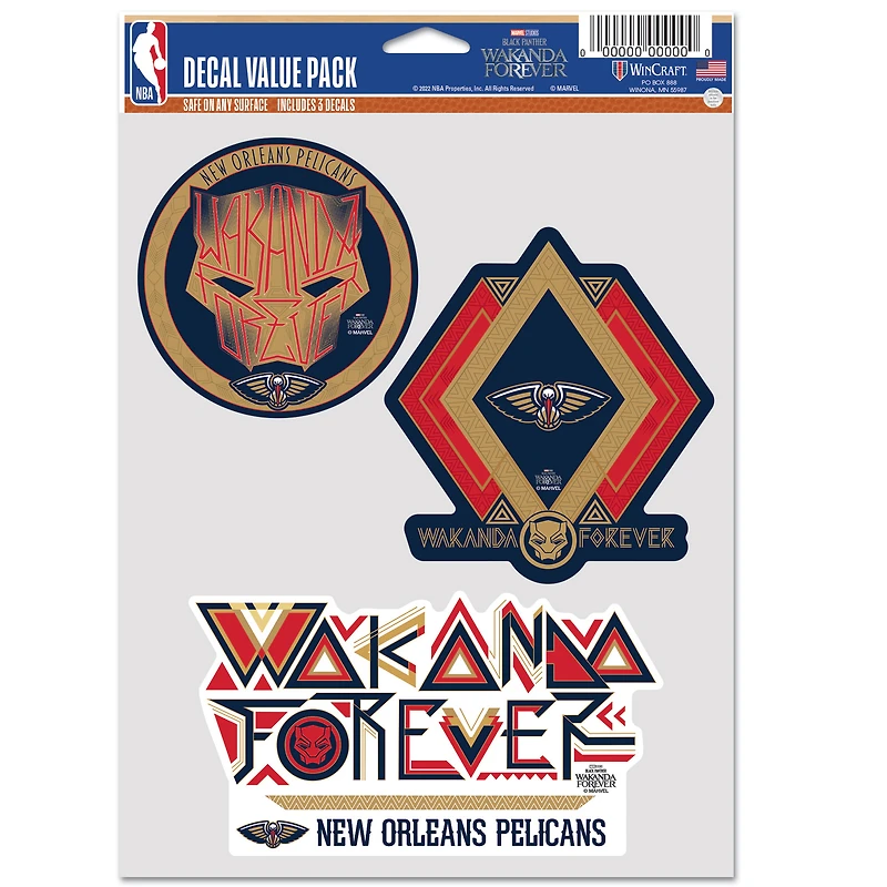 WinCraft New Orleans Pelicans Ensemble de trois autocollants pour ventilateur Black Panther 2
