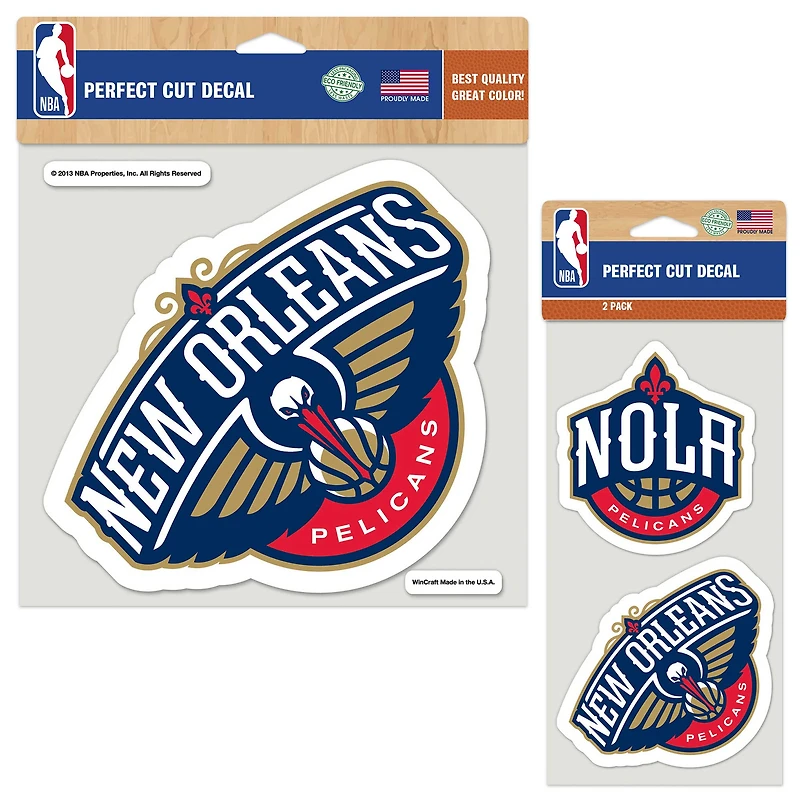 Planche de décalcomanies prédécoupées WinCraft New Orleans Pelicans (lot de trois)
