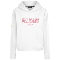 Women's Levelwear  White New Orleans Pelicans Mother's Day Sweet Floral Cropped Tri-Blend Pullover Hoodie