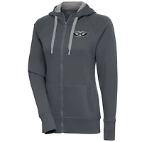 Women's Antigua  Charcoal New Orleans Pelicans Brushed Metallic Victory Full-Zip Hoodie