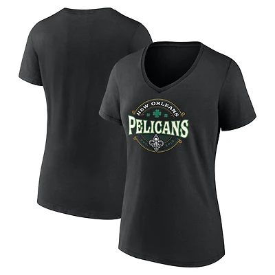 T-shirt noir à col en V porte-bonheur des New Orleans Pelicans pour femmes