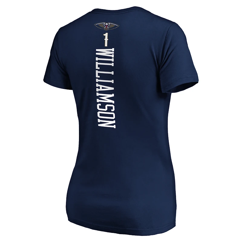 Fanatics pour femmes Zion Williamson Navy New Orleans Pelicans 2019 NBA Draft Playmaker Nom et numéro T-shirt à col en V