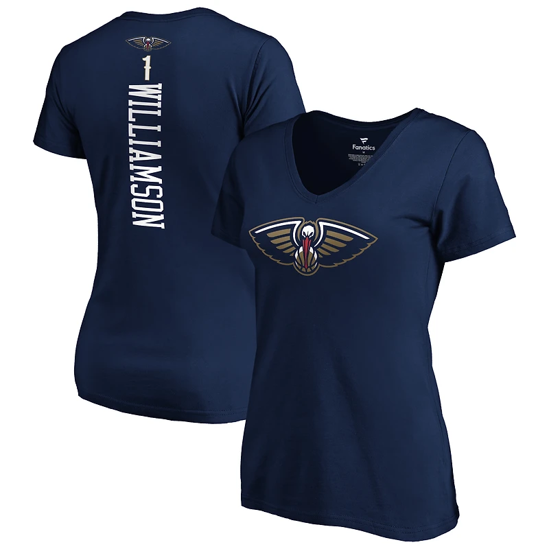 Fanatics pour femmes Zion Williamson Navy New Orleans Pelicans 2019 NBA Draft Playmaker Nom et numéro T-shirt à col en V