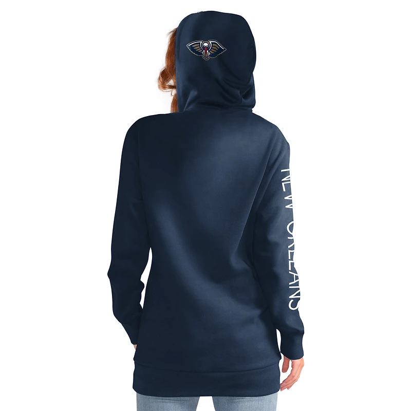 Women's G-III 4Her by Carl Banks Navy New Orleans Pelicans Base Coach Pullover Hoodie