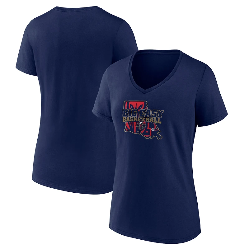 Women's Navy New Orleans Pelicans Core Hometown Launch V-Neck T-Shirt