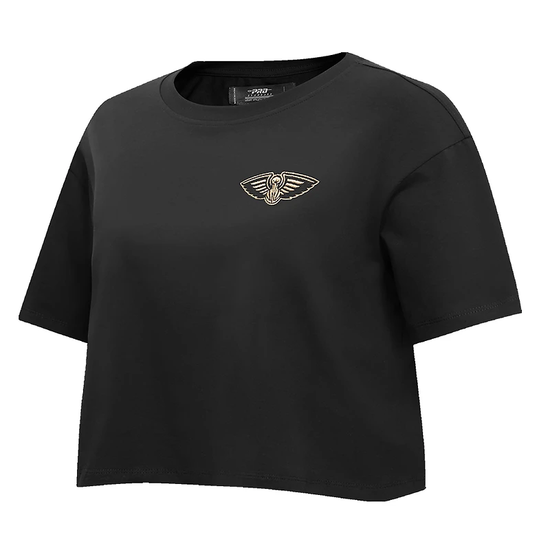 Women's Pro Standard Black New Orleans Pelicans Holiday Glam Boxy T-Shirt
