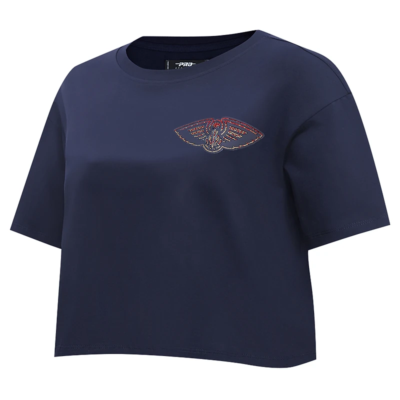 Women's Pro Standard Navy New Orleans Pelicans Jewels Boxy Cropped T-Shirt