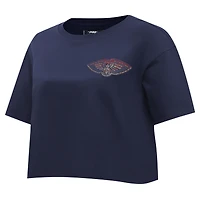 Women's Pro Standard Navy New Orleans Pelicans Jewels Boxy Cropped T-Shirt