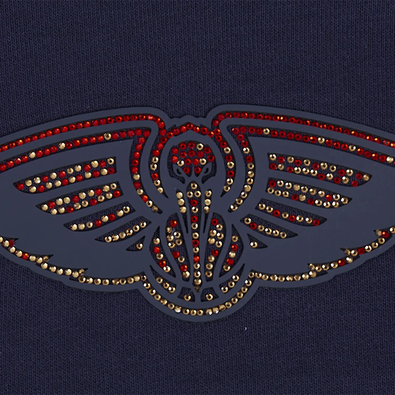 Women's Pro Standard Navy New Orleans Pelicans Jewels Cropped Pullover Hoodie