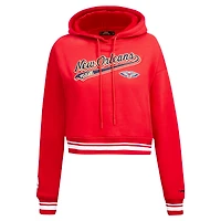 Women's Pro Standard Red New Orleans Pelicans Script Tail Cropped Pullover Hoodie