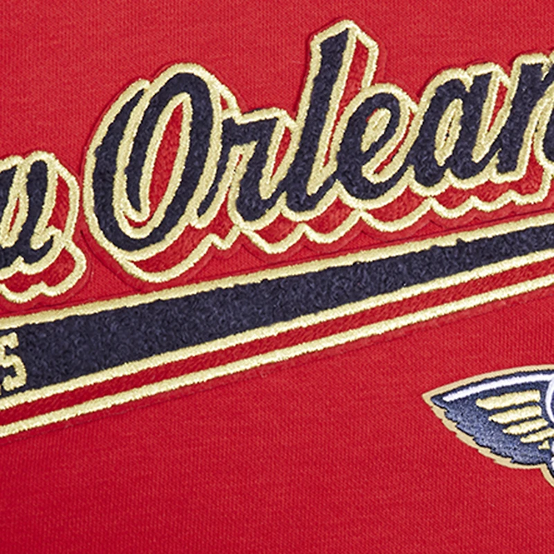 Women's Pro Standard Red New Orleans Pelicans Script Tail Cropped Pullover Hoodie