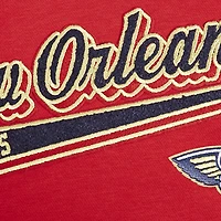 Women's Pro Standard Red New Orleans Pelicans Script Tail Cropped Pullover Hoodie