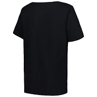 T-shirt noir à col en V pour femmes, profil, pélicans de la Nouvelle-Orléans, grande taille, arc sur logo