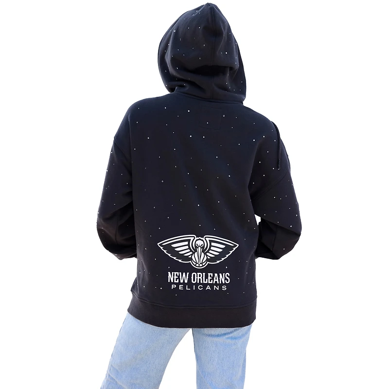 Women's Terez Black New Orleans Pelicans Oversized Allover Gemstone Full-Zip Hoodie