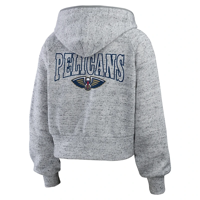 Women's WEAR by Erin Andrews Heather Gray New Orleans Pelicans Speckled Radiator Full-Zip Hoodie